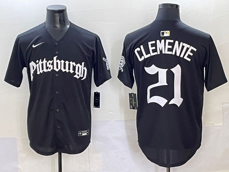 Men 2025 Pittsburgh Pirates #21 Clemente Black Five generations Joint Name Nike MLB Jersey style 3->pittsburgh pirates->MLB Jersey